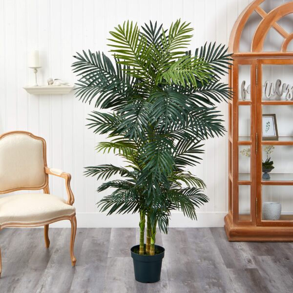 Luxemarrt 6.5ft Artificial Golden Cane Palm Tree with Realistic Trunks and Lifelike Palm Leaves - Image 4